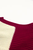 color Crew Neck Contrast Color Block Sweater