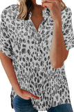 Leopard Print Button Roll up Sleeve Shirt