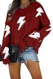 Distressed Knit Bolt Sweater