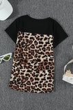 V Neck Leopard Splicing Kid Tee