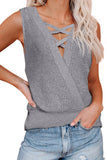 Crisscross Hollow-out Knit Tank Top
