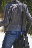 Khaki Zipped Notch Collar Short Jacket
