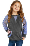 Raglan Sleeve Patchwork Little Girl Sweatshirt