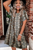 Leopard Printed O-Neck Short Sleeve Dress