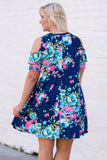 Floral Plus Size Cold Shoulder Ruffle Pocket Mini Dress