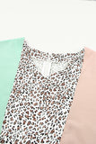 V Neck Ruffle Leopard Color Block Romper