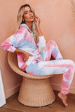 Shut-eye Pocketed Tie-dye Knit Hooded Joggers Set