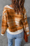 Orange Fluff Knitted Button Up Cardigan Sweater