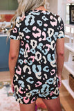 Leopard Tee and Drawstring Shorts Lounge Set