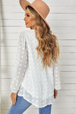 White Swiss Dot Bubble Sleeve Blouse