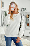 Plain Drop-shoulder Pullover Sweatshirt /Black/Green