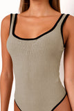 Colorblock Neckline Ribbed Bodysuit