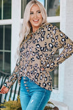 Leopard Crisscross V Neck Leopard Long Sleeve Tops