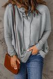 Gray Cowl Neck Contrast Dolman Sleeve Terry Pullover Top