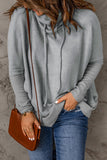 Cowl Neck Contrast Dolman Sleeve Terry Pullover Top