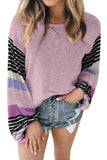 Striped Colorblock Long Sleeve Knit Top