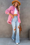 Frayed Hemline Denim Shacket