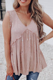 Pink Foil Splatter Drops Ruffled Flowy Tank