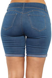 Roll Up Cuffs Dark Denim Bermuda Shorts
