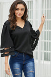 Flare Sleeve V Neck Loose Blouse