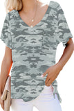 V Neck Front Pocket Camo Tee