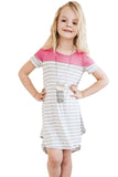 Colorblock Patchwork Striped Girls’ Dress