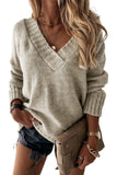 V neck Drop Shoulder Knitted Sweater
