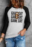 Black GAME DAY Graphic Print Color Block Top