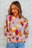 Multicolor Abstract Printed Long Sleeve Blouse