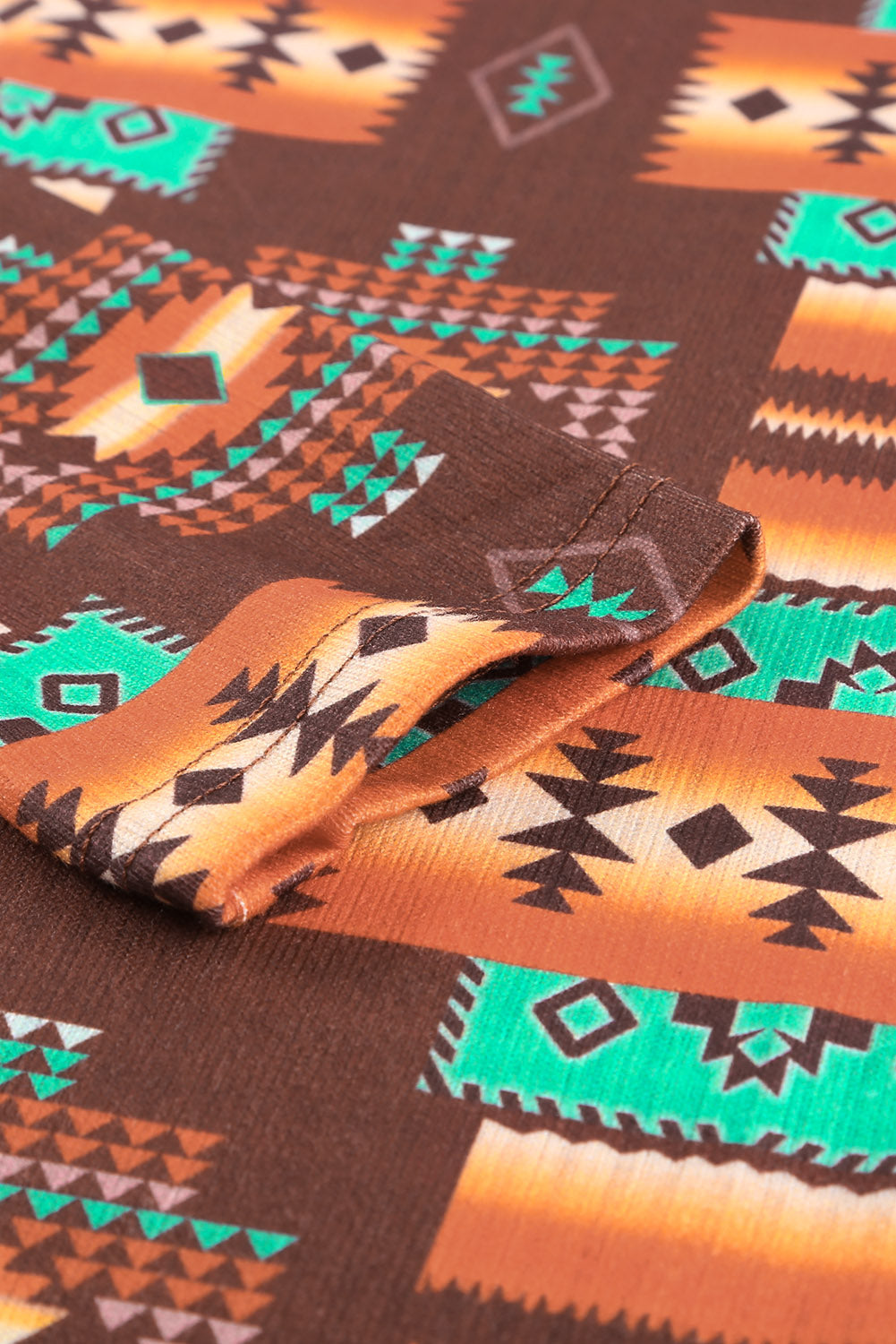 Multicolor Aztec Leopard Patchwork Side Split Pullover Top