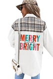 MERRY and BRIGHT Plaid Splicing Denim Jacket