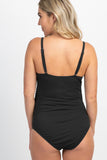 Ribbed Snap Front One-piece Maternity Swimsuit