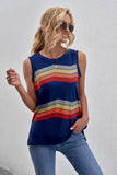 Crew Neck Colorblock Stripes Tank Top