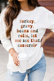 Thanksgiving Letter Graphic Print Long Sleeve Sweatshirt