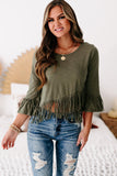 Cross-over Fringe Crop Top