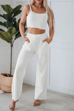 Cropped Cami Top and High Waist Pants Two Piece Set