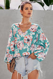 Boho Print Balloon Sleeve Blouse