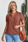 Rusty Crepe Drape Blouse