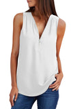 Zip Neckline Sleeveless Shirt Tank