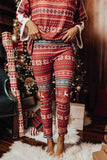 Reindeer Geometric Print Top and Skinny Pants Lounge Set