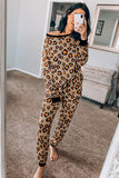 Leopard Print Long Sleeve Pants Loungewear Set