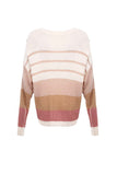 Slouchy Buttoned Shoulder Colorblock Sweater