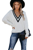 Deep V Contrasted Neckline Knitted Sweater