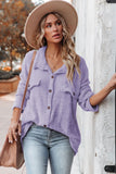 Plush Button Down Pocketed Shirt Jacket