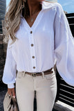 Turn Collar V Neck Crinkled Cuffed Shirt