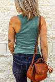 Buttoned Ribbed Tank