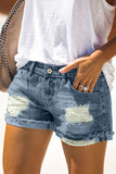 Distressed Ripped Rolled Hem Black Denim Shorts
