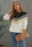 V Stripe Pattern Colorblock Sweater