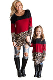 Parent Child Matching Mom's Leopard Colorblock Long Sleeve Top