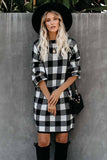 Gingham Balloon Sleeve Sweater Dress